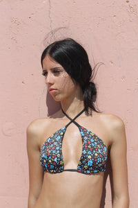 AZURARA top biquíni  - Ganni floral - preto