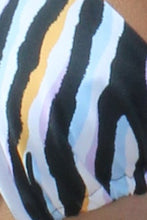 Load image into Gallery viewer, AZURARA top biquíni  - Zebra azul, laranja, lilás - preto